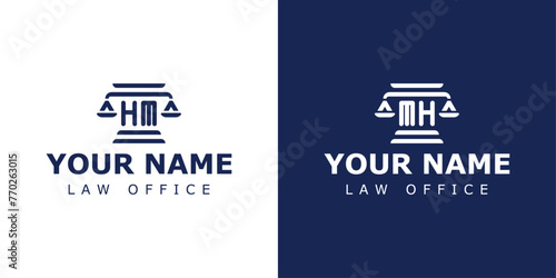 Letter HM and MH Legal Logo, suitable for lawyer, legal, or justice with HM or MH initials