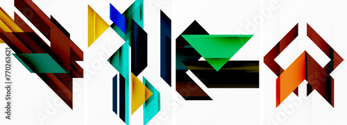 Triangle poster abstract background set for wallpaper, business card, cover, poster, banner, brochure, header, website