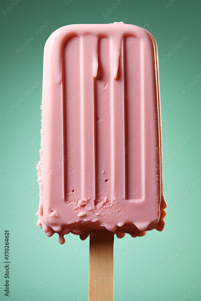 A popsicle ice cream, isolated, in summer pastel colors, with copy space
