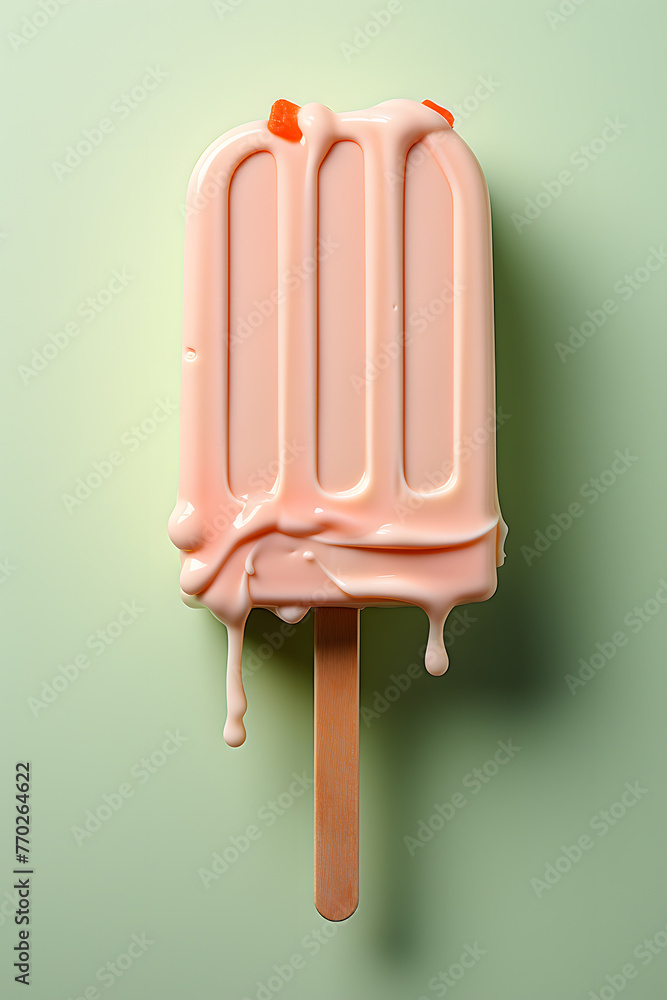 A popsicle ice cream, isolated, in summer pastel colors, with copy space