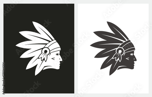 American Native Chief Apache Head logo design inspiration