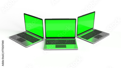 Wallpaper Mural Green Screen laptop isolated in white background Torontodigital.ca