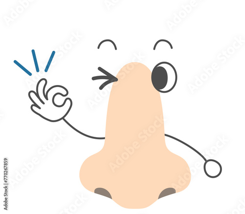 OKのポーズを取る鼻のシンプルなキャラクター