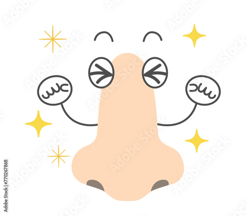 喜ぶポーズを取る鼻のシンプルなキャラクター