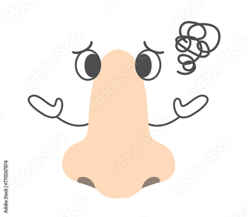 困った顔の鼻のシンプルなキャラクター