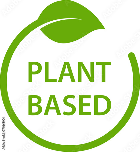 Plant based icon healthy food symbol vegan badge, vegetarian sign