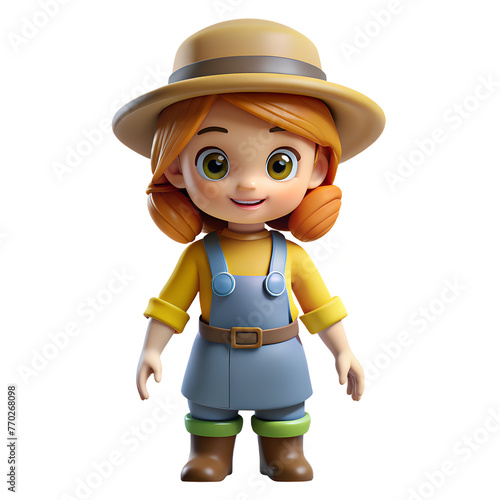 cute girl with farmer costume, standing