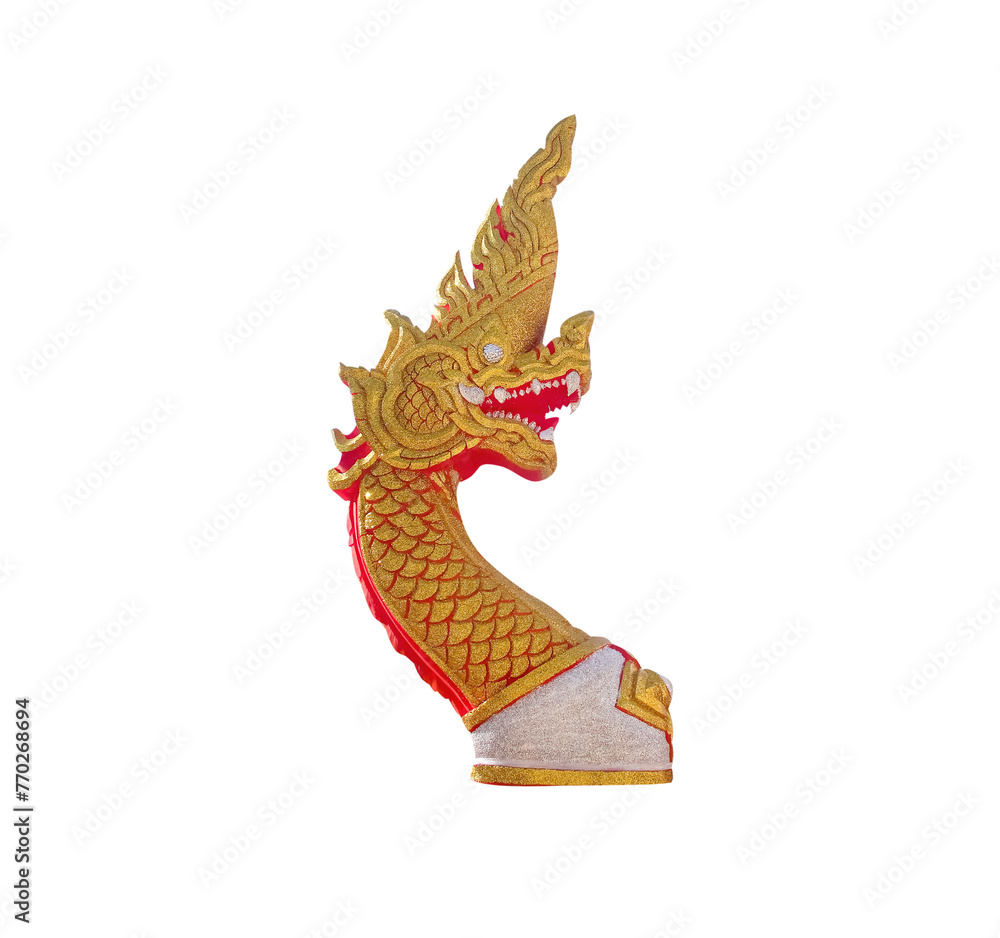 Gold red Naga head isolated on white background , clipping path Gold red Naga head isolated on white background , clipping path