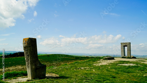  Panorama collinare della Val d'Orcia lungo il percorso ciclistico dell'Eroica. Provincia di Siena. Toscana , Italia photo