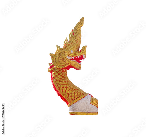 Gold red Naga head isolated on white background , clipping path