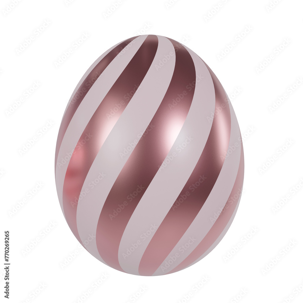 Rosegold Easter Egg 3D Illustration. Painted Egg for Easter day.