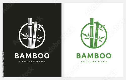 Bamboo silhouette logo design icon vector template for spa and beauty salon, massage, furniture materials