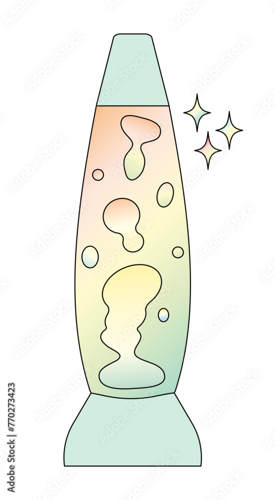 Cartoon lava lamp Line vector illustration Retro style Isolated on white background Cartoon lava lamp Line vector illustration Retro style Isolated on white background