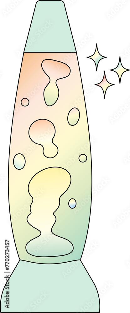 Cartoon lava lamp Line illustration Retro style Cartoon lava lamp Line illustration Retro style