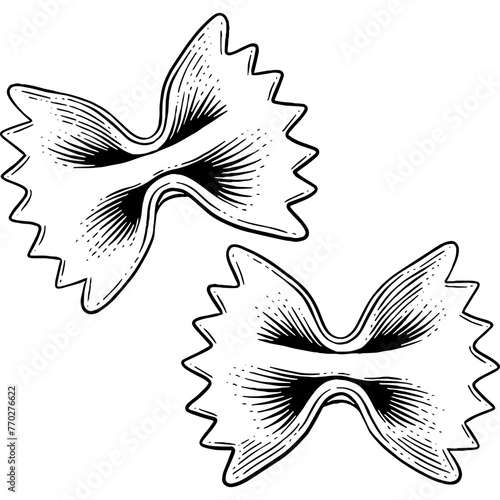 Hand drawn Farfalle Pasta Sketch Illustration