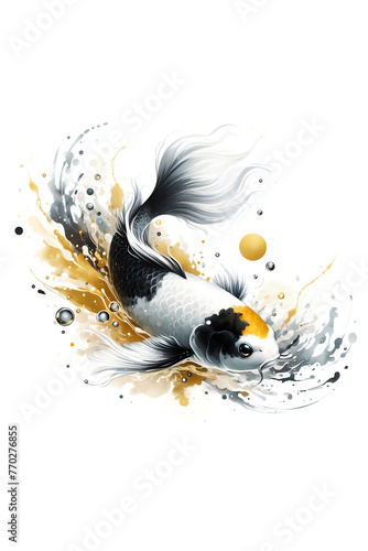 Watercolor Abstract Koi Fish Artwork