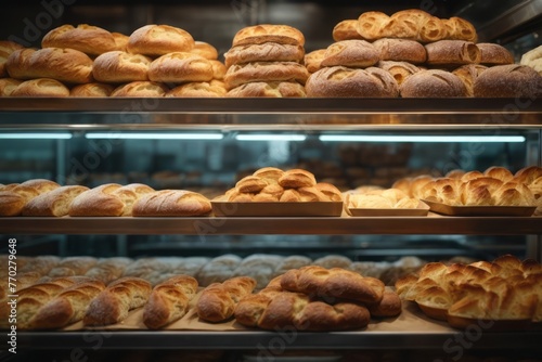 baked bread shop on bakery shelf