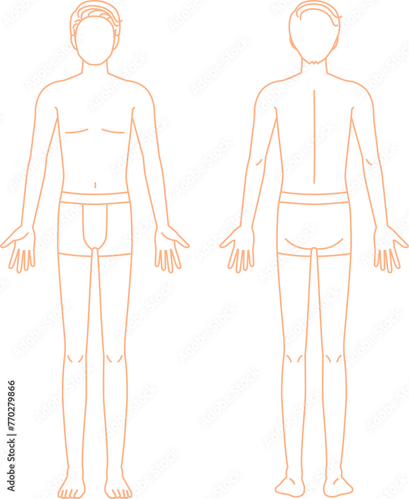 裸の若い男性・下着あり(全身・正面・後ろ姿・顔なし) 裸の若い男性・下着あり(全身・正面・後ろ姿・顔なし)
