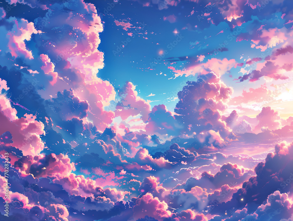 blue and pink skies for background