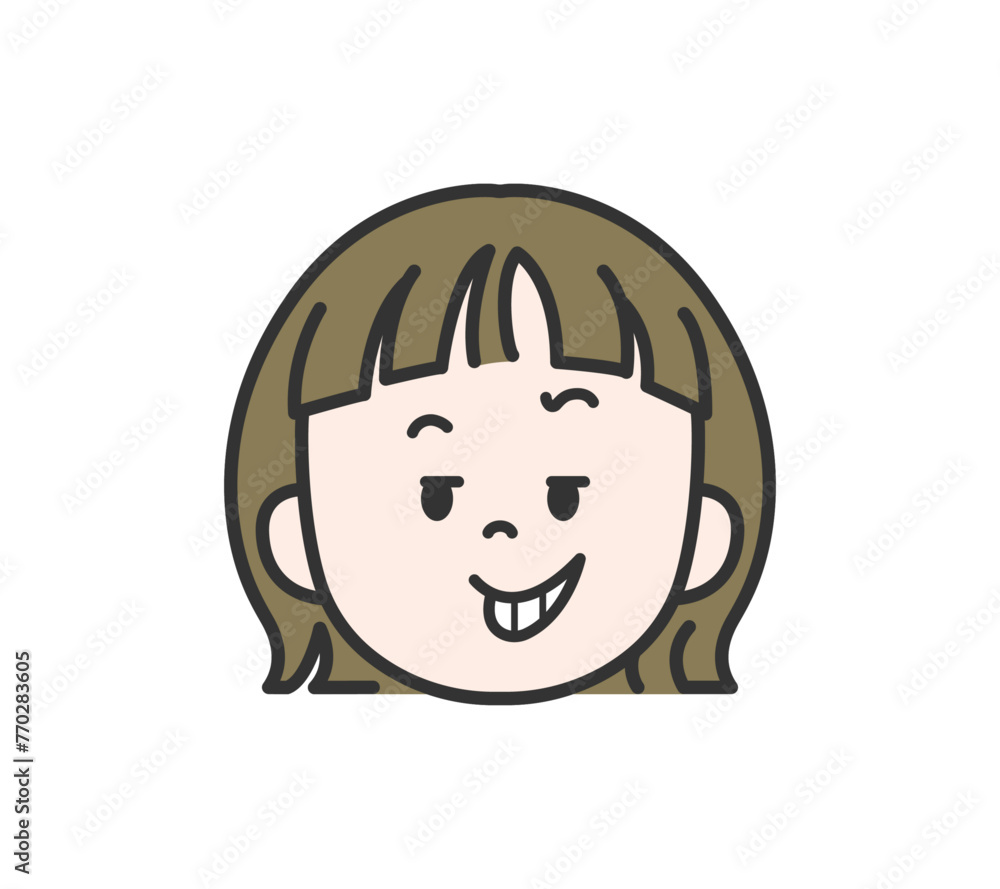 顔アイコン にやりとする女の子 顔アイコン にやりとする女の子