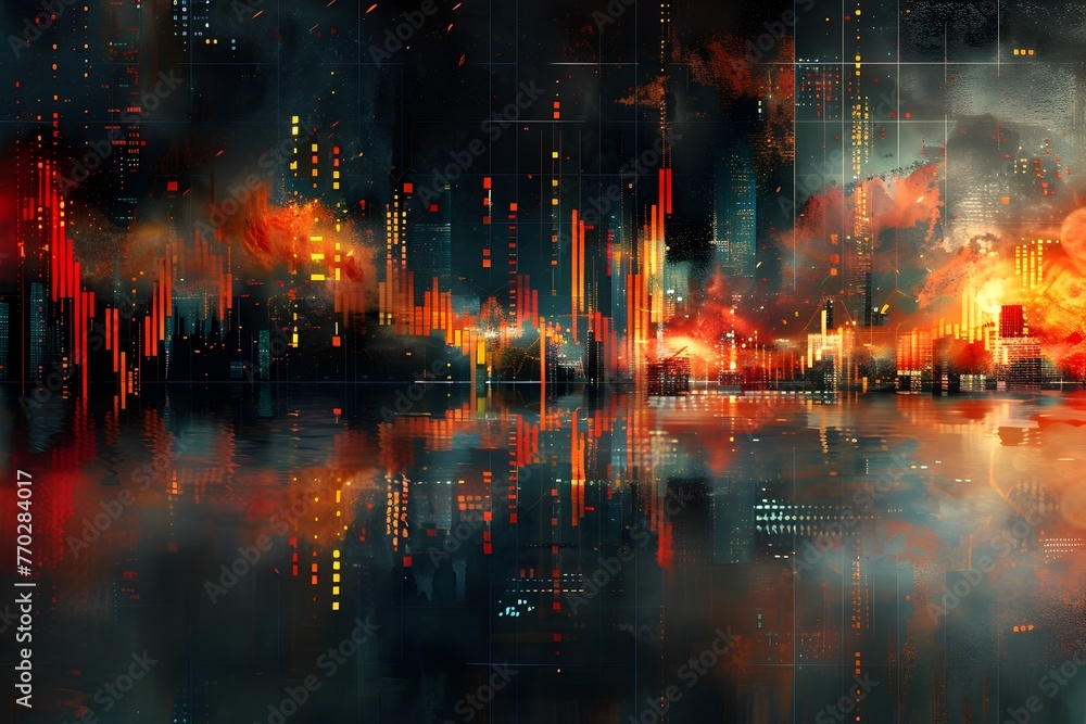 Stylized Mixed Media Artwork of a Futuristic Fintech Trading Chart with Bold Brushstrokes and Detailed Data Visualizations Stylized Mixed Media Artwork of a Futuristic Fintech Trading Chart with Bold Brushstrokes and Detailed Data Visualizations