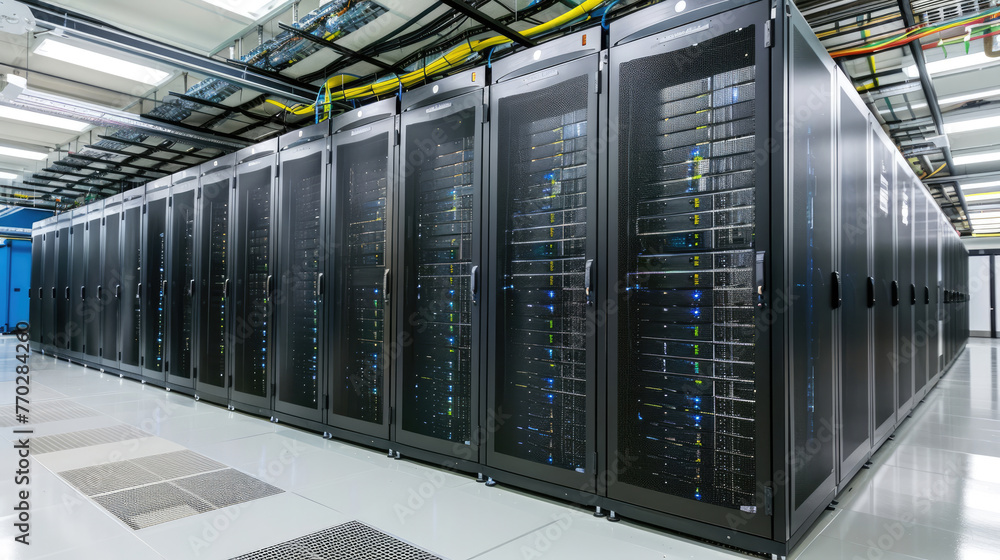 Modern Data Center Infrastructure with Server Racks Modern Data Center Infrastructure with Server Racks