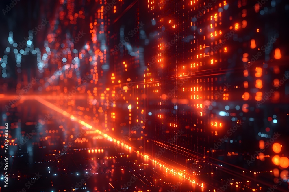 Futuristic D Fintech Data Visualization with Glowing Candle Chart and Interconnected Geometric Shapes Futuristic D Fintech Data Visualization with Glowing Candle Chart and Interconnected Geometric Shapes
