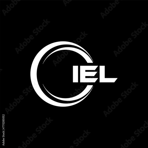 IEL letter logo design with black background in illustrator, cube logo, vector logo, modern alphabet font overlap style. calligraphy designs for logo, Poster, Invitation, etc. photo