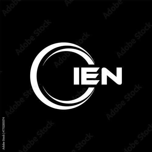 IEN letter logo design with black background in illustrator, cube logo, vector logo, modern alphabet font overlap style. calligraphy designs for logo, Poster, Invitation, etc.