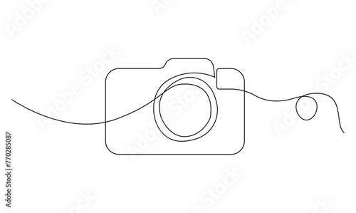 Vector one line drawing of camera linear style isolated on white background minimalism style vector illustration pro

