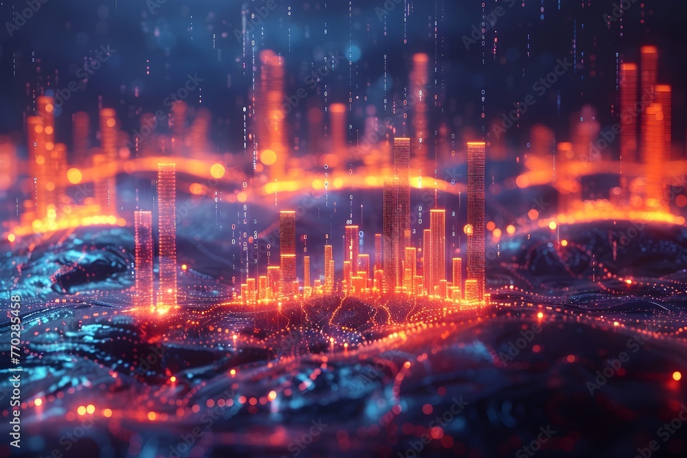 Soaring Peaks and Tumultuous Tides in a Glowing Metropolis of Finance and Data Visualization Soaring Peaks and Tumultuous Tides in a Glowing Metropolis of Finance and Data Visualization