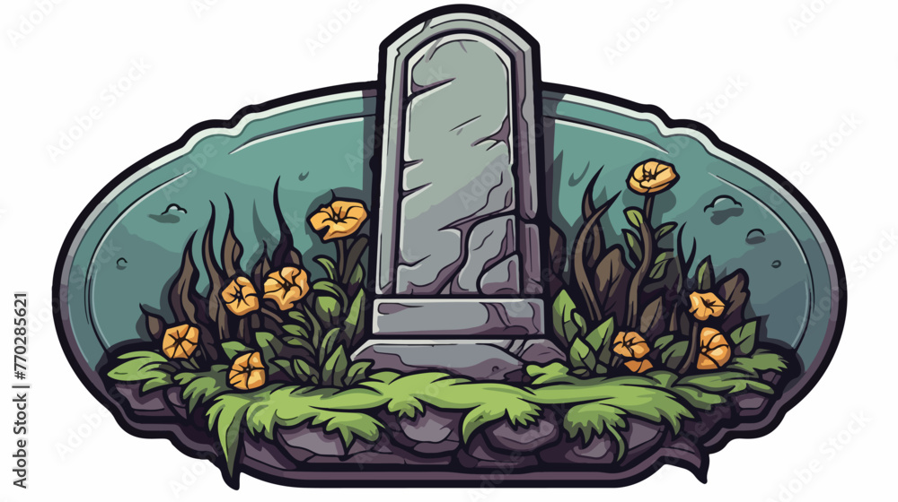 Sticker of tattoo in traditional style of a grave s