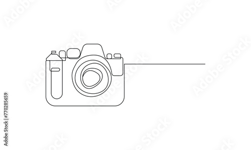 Vector one line drawing of camera linear style isolated on white background minimalism style vector illustration pro
