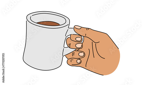 line art color f hands holding a coffee cup