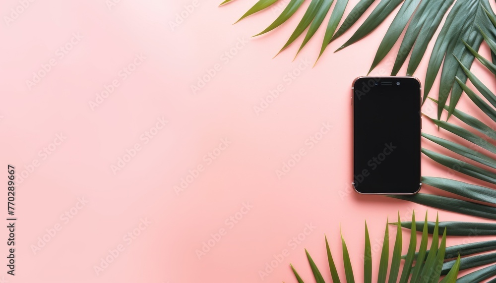 summer vacation flat lay, space for text. stylish black photo camera with green palm leaves, sunglasses and phone on trendy pink background. modern hipster travel image summer vacation flat lay, space for text. stylish black photo camera with green palm leaves, sunglasses and phone on trendy pink background. modern hipster travel image
