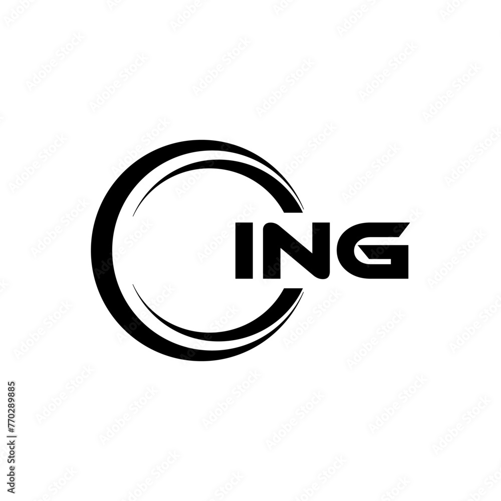 ING letter logo design with white background in illustrator, cube logo, vector logo, modern alphabet font overlap style. calligraphy designs for logo, Poster, Invitation, etc.