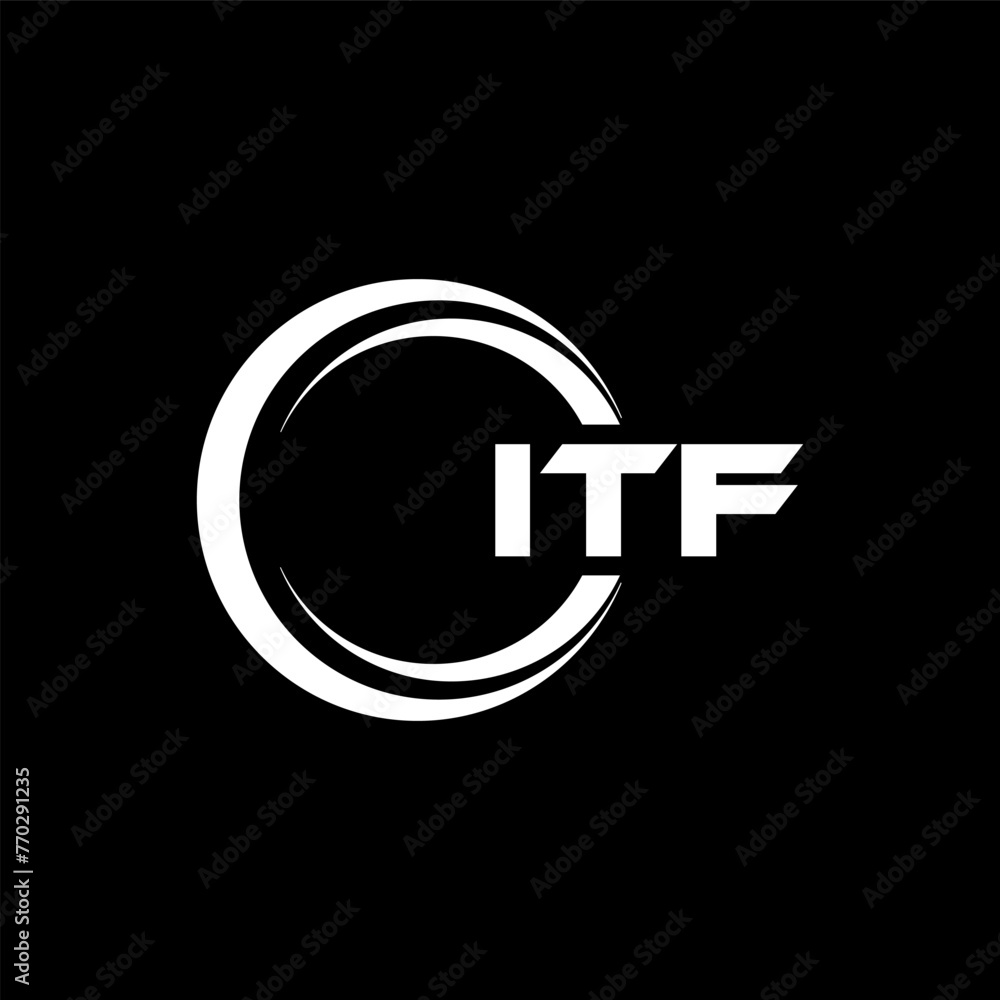 Vecteur Stock ITF letter logo design with black background in ...