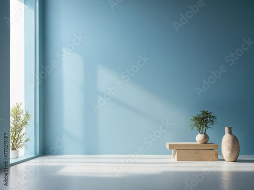 Minimalist Product Presentation  Light Blue Wall Background