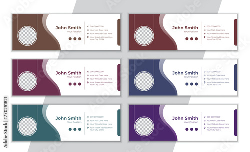 Creative simple colorful email signature design template.