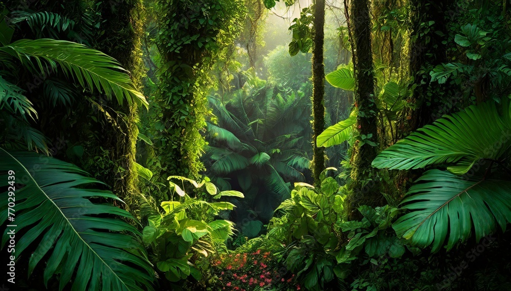 , rain, plant, plants, grass, tropical fern in the jungle The lush green heart of the jungle exotic botanical treasures hidden wildlife biodiversity showcase tropical allure mystical ambiance
