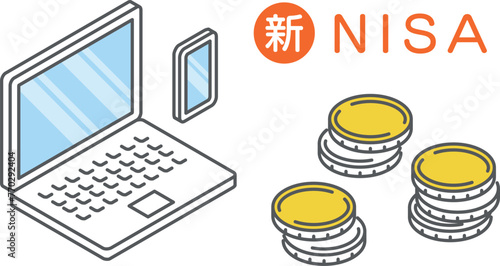 新NISAのバナー_アイソメトリックのイラスト