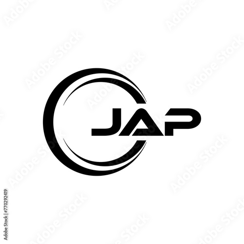 JAP letter logo design with black background in illustrator. Vector logo  calligraphy designs for logo  Poster  Invitation  etc.