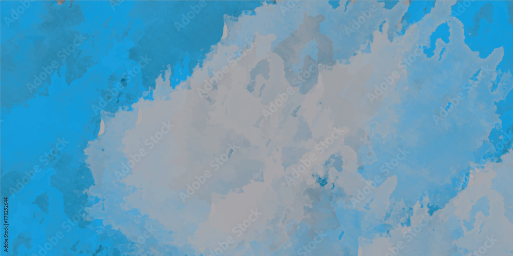 White and sky blue watercolor background painting with cloudy distressed texture and marbled grunge, watercolor background concept, vector art. illustration.	
