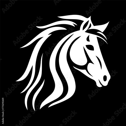 Horse's head, a simple vector image. The muzzle of an animal. Logo, icon in black and white
