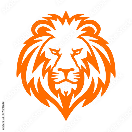Lion's head, a simple vector image. The muzzle of an animal with a mane. Logo, icon