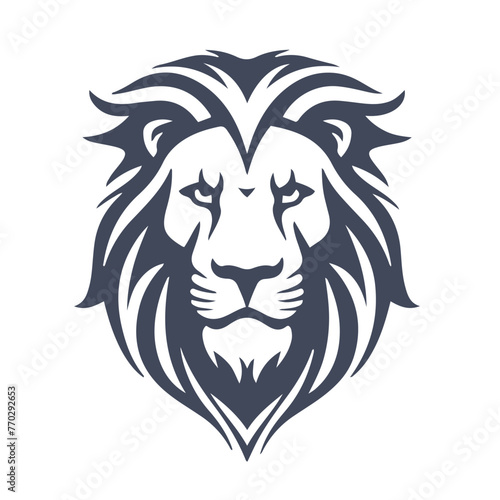 Lion's head, a simple vector image. The muzzle of an animal with a mane. Logo, icon