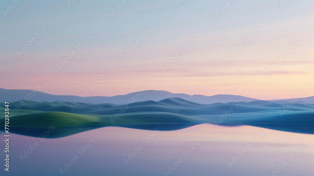 Serene Morning Glow Over Rolling Hills