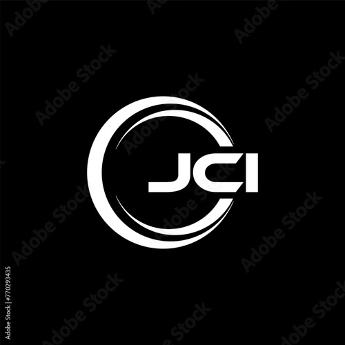 JCI letter logo design with black background in illustrator, cube logo, vector logo, modern alphabet font overlap style. calligraphy designs for logo, Poster, Invitation, etc. photo
