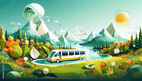 Travel abstract background with transport