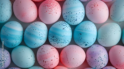 Colorful Easter eggs background, Colorful Easter Eggs decorated for easter party concept in a flat lay background color ai generated 
